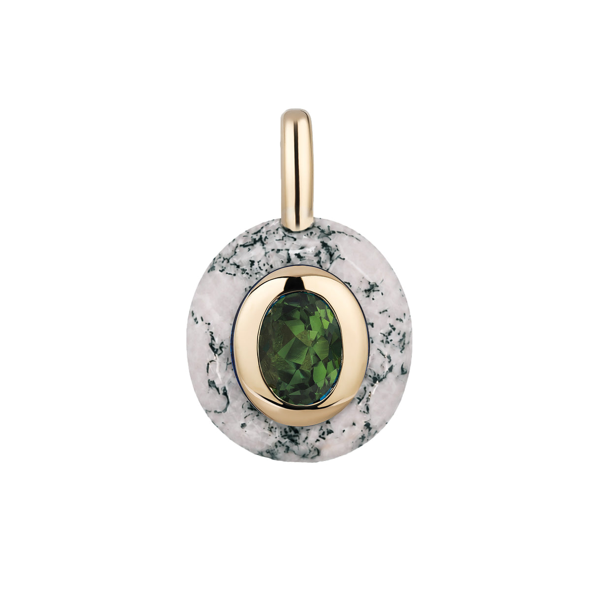 Floret Oval Stone Pendant