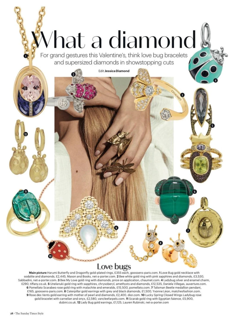 Collection of jewelry including necklaces, rings, earrings, and pendants featuring diamonds, sapphires, pearls, and colorful stones.